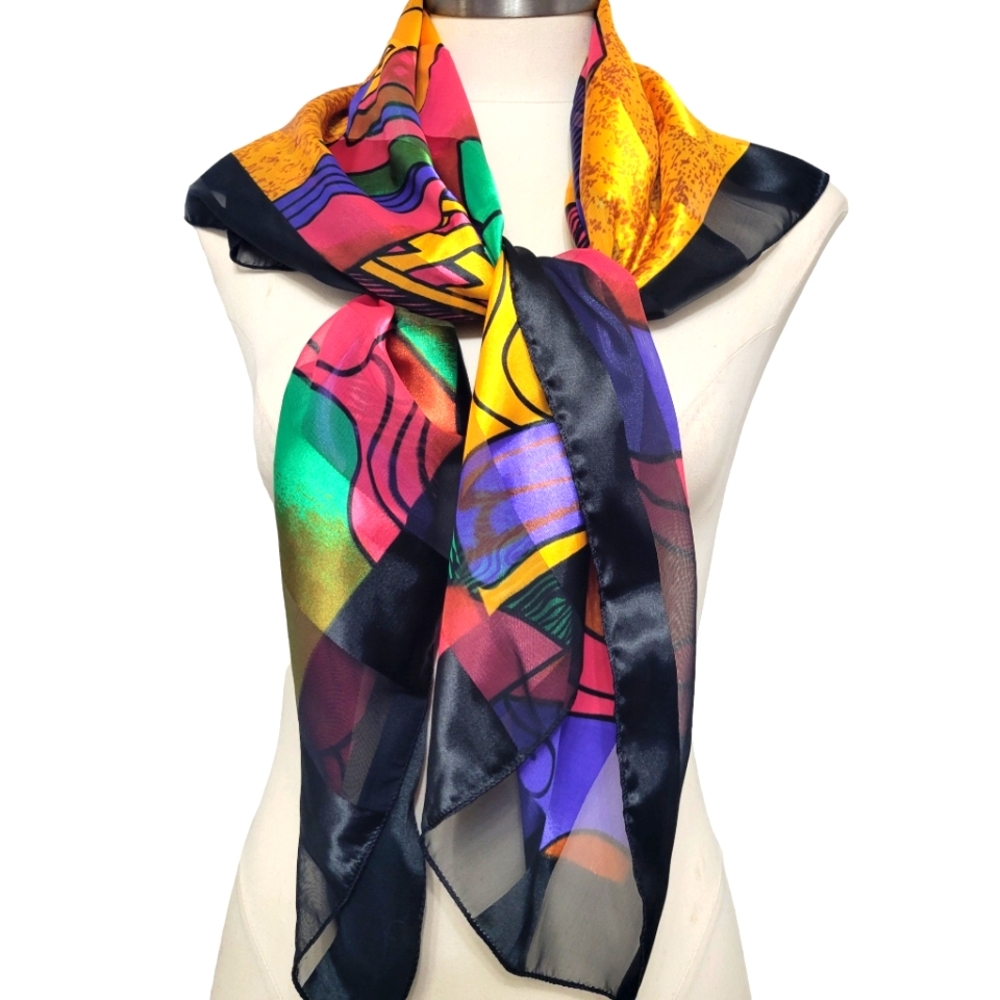 Picasso Signature Vintage Colorful Artsy Scarf